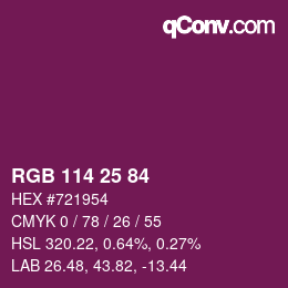 Color code: RGB 114 25 84 | qconv.com