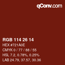 カラーコード: RGB 114 26 14 | qconv.com