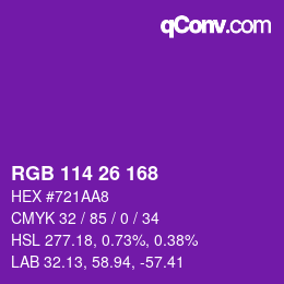 Color code: RGB 114 26 168 | qconv.com