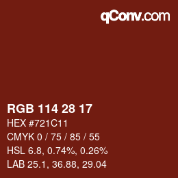 颜色代码: RGB 114 28 17 | qconv.com