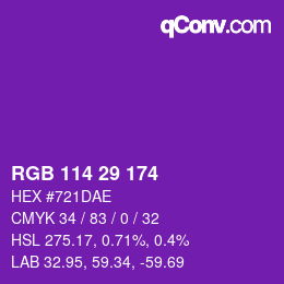 Color code: RGB 114 29 174 | qconv.com