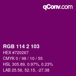 Color code: RGB 114 2 103 | qconv.com