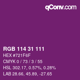 Color code: RGB 114 31 111 | qconv.com