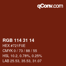Color code: RGB 114 31 14 | qconv.com
