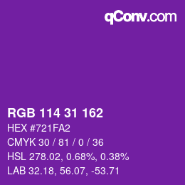 Color code: RGB 114 31 162 | qconv.com