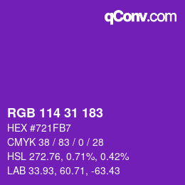 Color code: RGB 114 31 183 | qconv.com