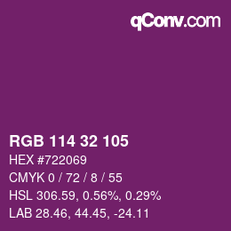 Color code: RGB 114 32 105 | qconv.com