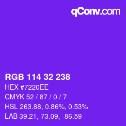 Color code: RGB 114 32 238 | qconv.com