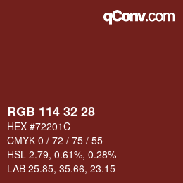 Color code: RGB 114 32 28 | qconv.com