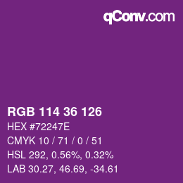 Farbcode: RGB 114 36 126 | qconv.com
