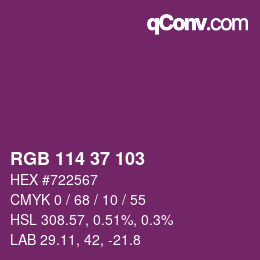 Color code: RGB 114 37 103 | qconv.com
