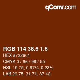 カラーコード: RGB 114 38.6 1.6 | qconv.com