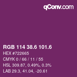 カラーコード: RGB 114 38.6 101.6 | qconv.com