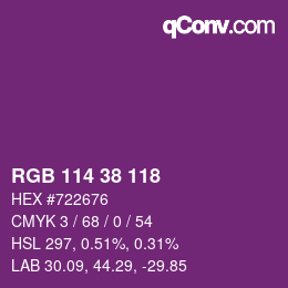 颜色代码: RGB 114 38 118 | qconv.com