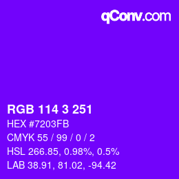 Color code: RGB 114 3 251 | qconv.com