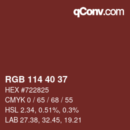 カラーコード: RGB 114 40 37 | qconv.com