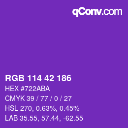 Color code: RGB 114 42 186 | qconv.com