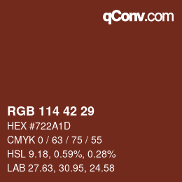 颜色代码: RGB 114 42 29 | qconv.com
