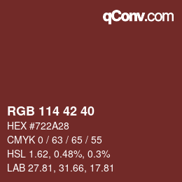 カラーコード: RGB 114 42 40 | qconv.com