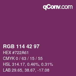 カラーコード: RGB 114 42 97 | qconv.com