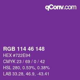 Farbcode: RGB 114 46 148 | qconv.com