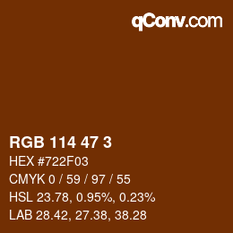 Color code: RGB 114 47 3 | qconv.com