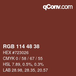 Color code: RGB 114 48 38 | qconv.com