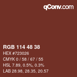 Color code: RGB 114 48 38 | qconv.com