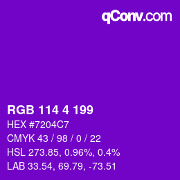 Color code: RGB 114 4 199 | qconv.com