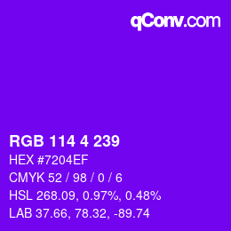 Color code: RGB 114 4 239 | qconv.com