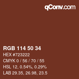Farbcode: RGB 114 50 34 | qconv.com
