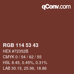 カラーコード: RGB 114 53 43 | qconv.com
