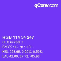 Código de color: RGB 114 54 247 | qconv.com