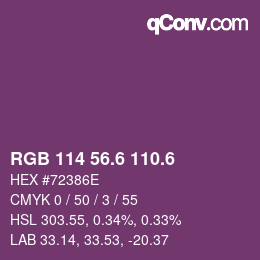 カラーコード: RGB 114 56.6 110.6 | qconv.com