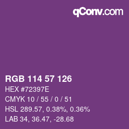 颜色代码: RGB 114 57 126 | qconv.com