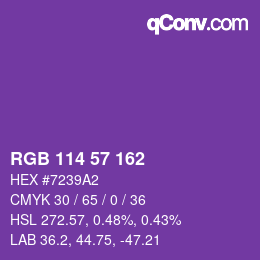 Color code: RGB 114 57 162 | qconv.com