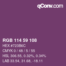 Farbcode: RGB 114 59 108 | qconv.com
