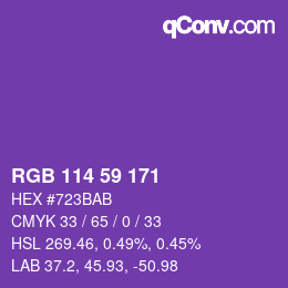 颜色代码: RGB 114 59 171 | qconv.com