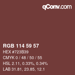 Farbcode: RGB 114 59 57 | qconv.com