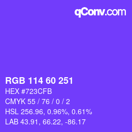 颜色代码: RGB 114 60 251 | qconv.com
