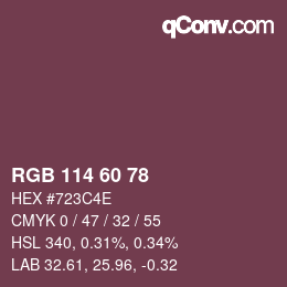 カラーコード: RGB 114 60 78 | qconv.com