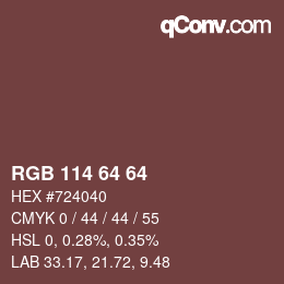 颜色代码: RGB 114 64 64 | qconv.com