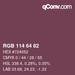 Color code: RGB 114 64 82 | qconv.com