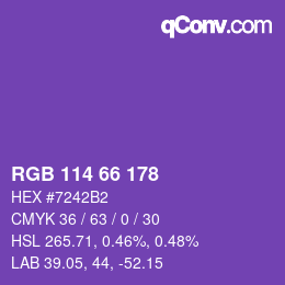 Color code: RGB 114 66 178 | qconv.com