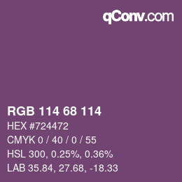 Color code: RGB 114 68 114 | qconv.com