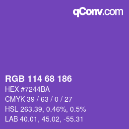 Color code: RGB 114 68 186 | qconv.com