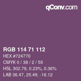 Code couleur: RGB 114 71 112 | qconv.com