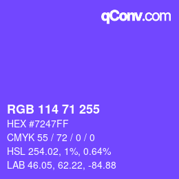 Color code: RGB 114 71 255 | qconv.com