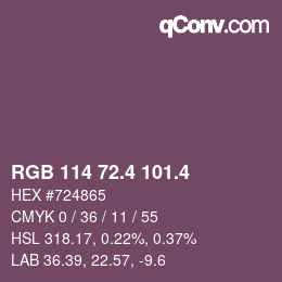 カラーコード: RGB 114 72.4 101.4 | qconv.com