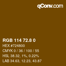Color code: RGB 114 72.8 0 | qconv.com